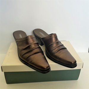 Coldwater Creek Bronze heeled mules.